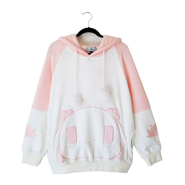 Rosy Rabbit Plush Hoodie with Bunny Ears