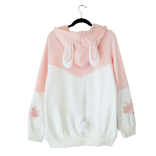 Rosy Rabbit Plush Hoodie with Bunny Ears