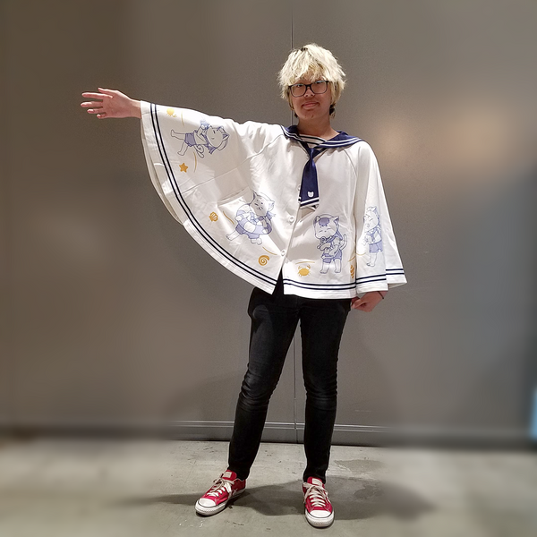 "Let's Sail" Cats Cape with Sailor Collar | Captain and Crew Print