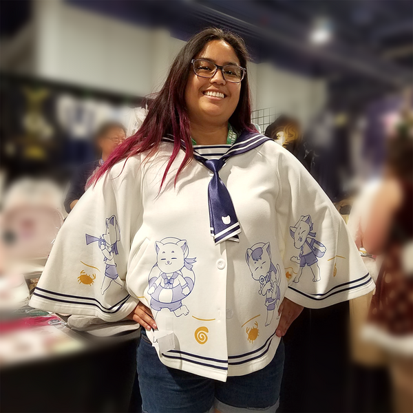 "Let's Sail" Cats Cape with Sailor Collar | Captain and Crew Print