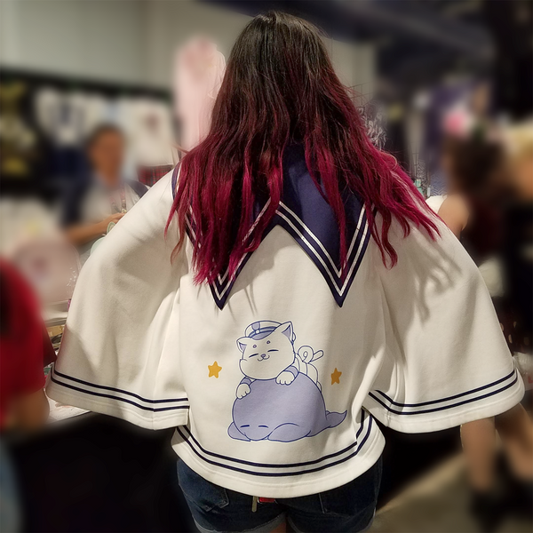 "Let's Sail" Cats Cape with Sailor Collar | Captain and Crew Print