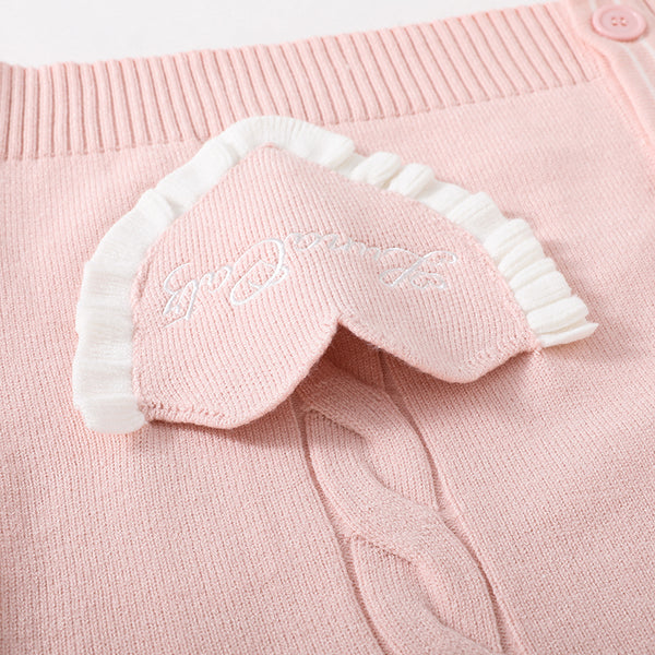 Flower Dream Ruffled Collar Cardigan in Pink