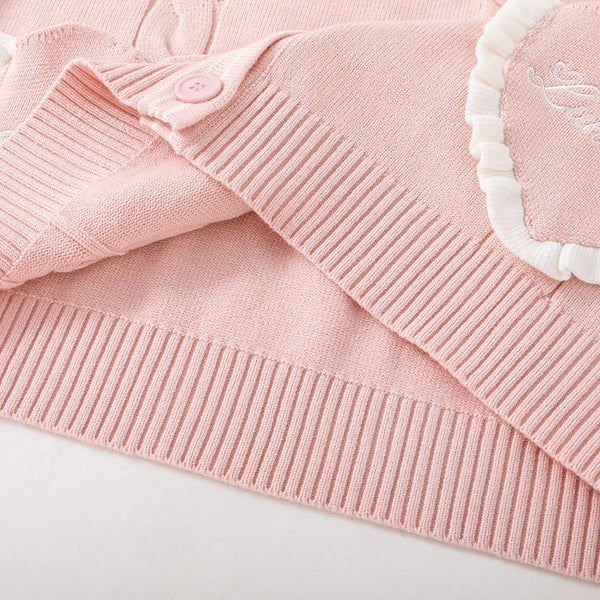 Flower Dream Ruffled Collar Cardigan in Pink