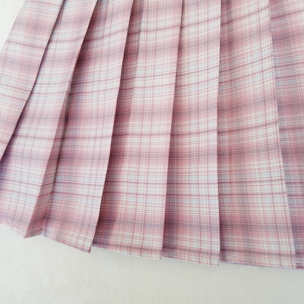 "Misty Pink" Pleated Plaid Mini-Skirt