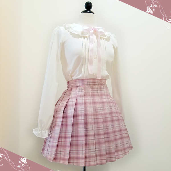 "Misty Pink" Pleated Plaid Mini-Skirt