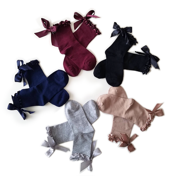 Sweet & Elegant Ribbon Crew Socks - 5 Colors
