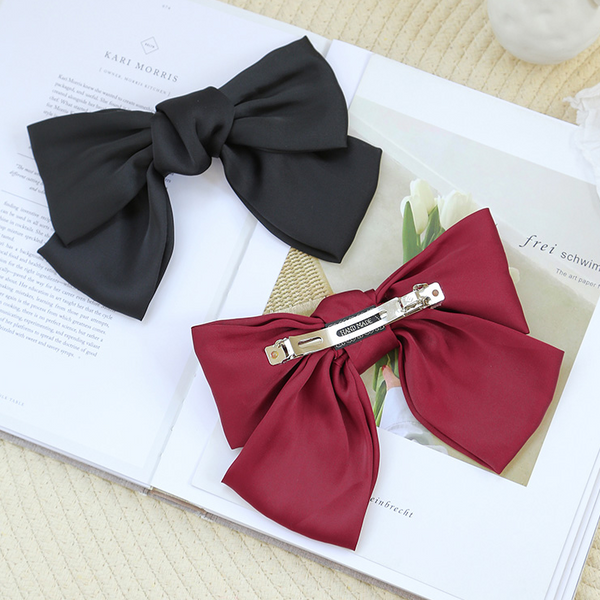 Silky Soft Big Hairbow Ribbon Barrette Clip