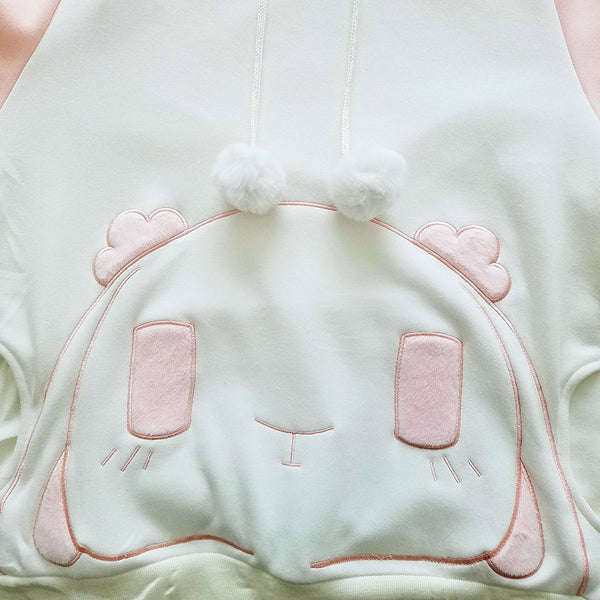 Rosy Rabbit Plush Hoodie with Bunny Ears