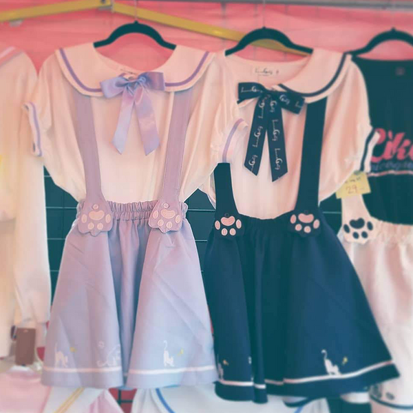 "Sailor Cat" Short Sleeve Top with Cat Ears and Bow