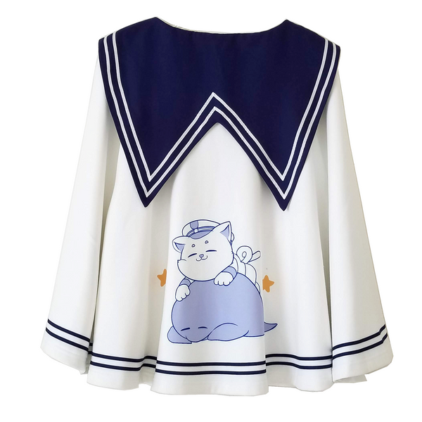 "Let's Sail" Cats Cape with Sailor Collar | Captain and Crew Print
