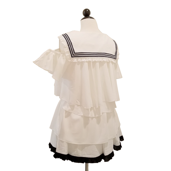 "Snow Smoothie" Sailor Collar Top + Ruffle Skirt 2-Piece Set