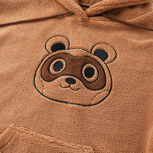 Leaf Tanuki Fuzzy Hoodie with Japanese Racoon Ears