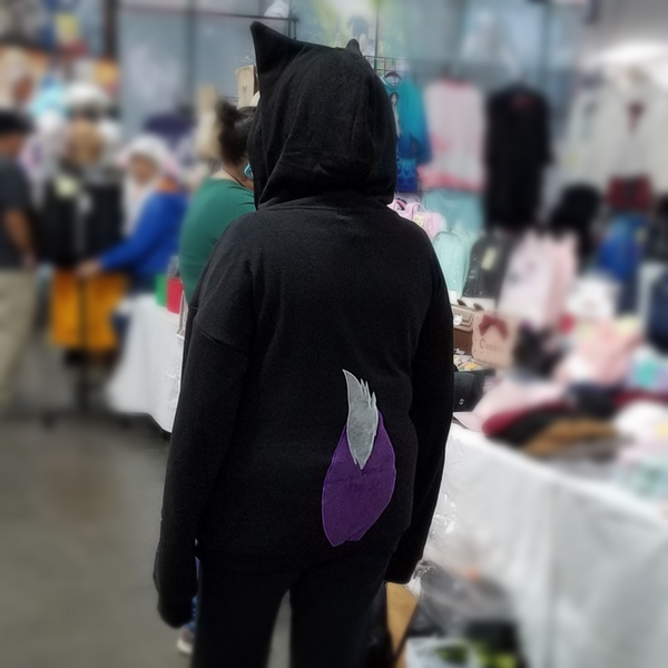 Unlock Your Heart Black and Purple Fox Plush Hoodie