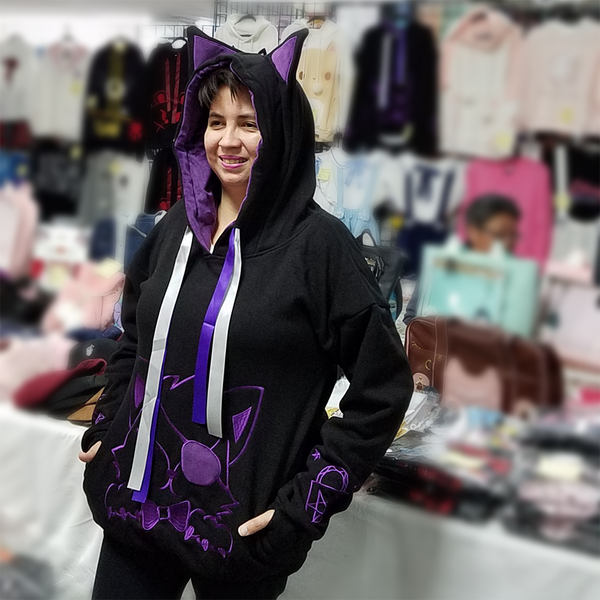 Unlock Your Heart Black and Purple Fox Plush Hoodie