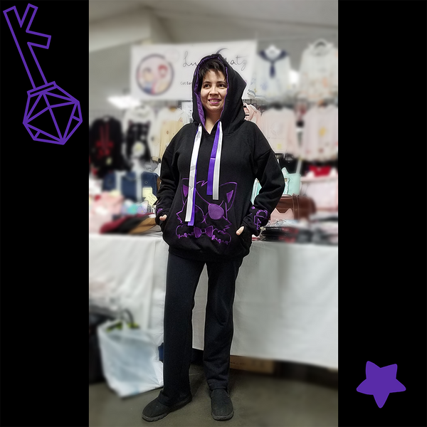 Unlock Your Heart Black and Purple Fox Plush Hoodie