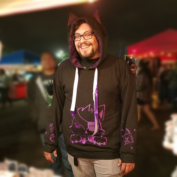 Unlock Your Heart Black and Purple Fox Plush Hoodie
