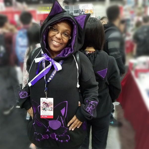 Unlock Your Heart Black and Purple Fox Plush Hoodie