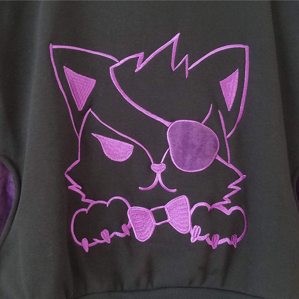 Unlock Your Heart Black and Purple Fox Plush Hoodie