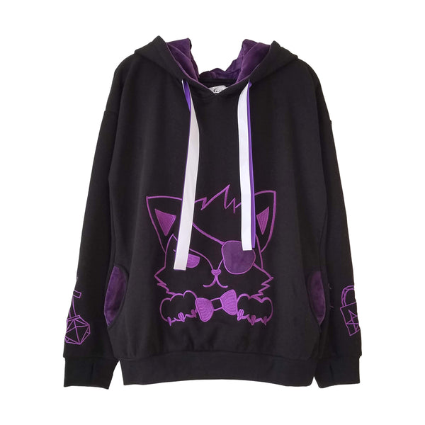 Unlock Your Heart Black and Purple Fox Plush Hoodie