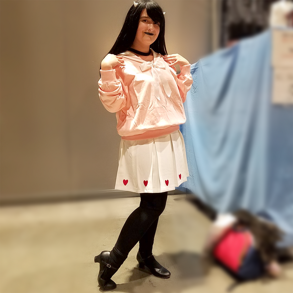 "Doki Doki" Heart Sailor Collar Sweatshirt - Pink