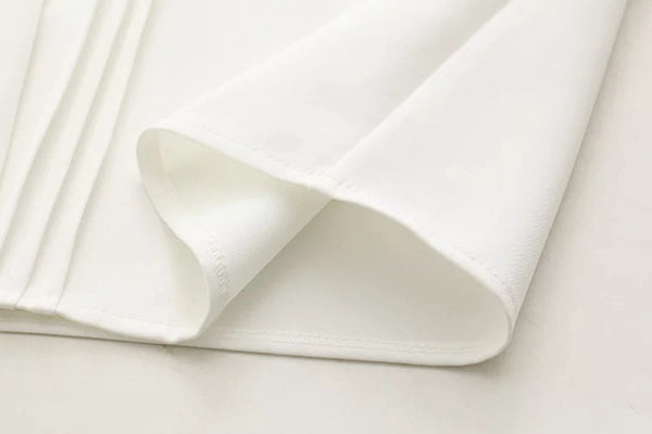 "White Truffle" Button-Up Peter Pan Collar Chiffon Blouse with Satin Bow