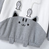 Cat and Fish Gray Hoodie with Cat Ears and Tail