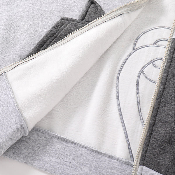 "Tail of Two Grays" Zip Up Lined Hoodie with 3D Cat Ears