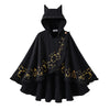 Gothic Crescent Cat Ear Cape with Gold Baroque Filigree