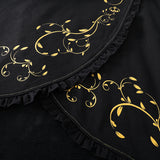 Gothic Crescent Cat Ear Cape with Gold Baroque Filigree