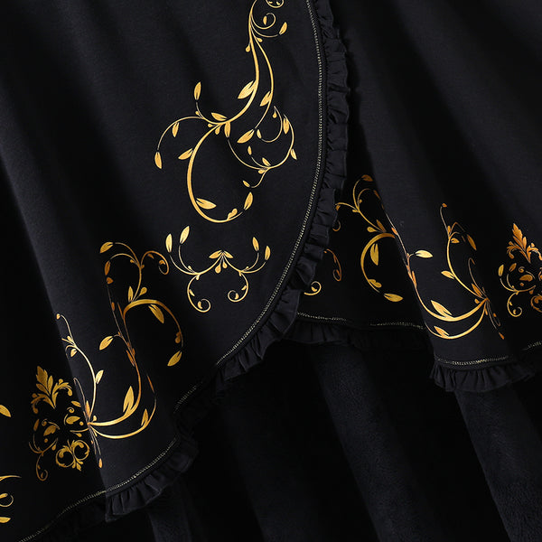 Gothic Crescent Cat Ear Cape with Gold Baroque Filigree
