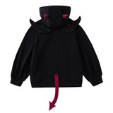 Horns & Hexes Devil Horn Zip Hoodie with Tail & Wings
