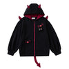Horns & Hexes Devil Horn Zip Hoodie with Tail & Wings