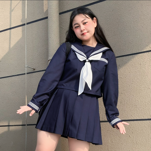Navy JK Uniform Top & White Scarf | Japanese Sailor Fuku | Seifuku