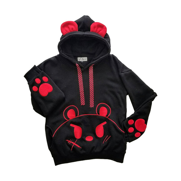 Bearly Dangerous Black and Red Punk Hoodie