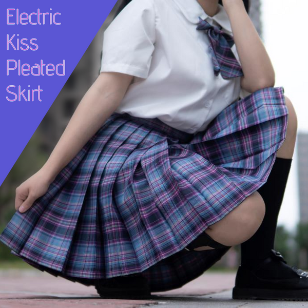 "Electric Kiss" Pleated Plaid Mini-Skirt