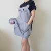 Cat and Fish Navy Gray Long Tee Shirt (Short Sleeve Top)