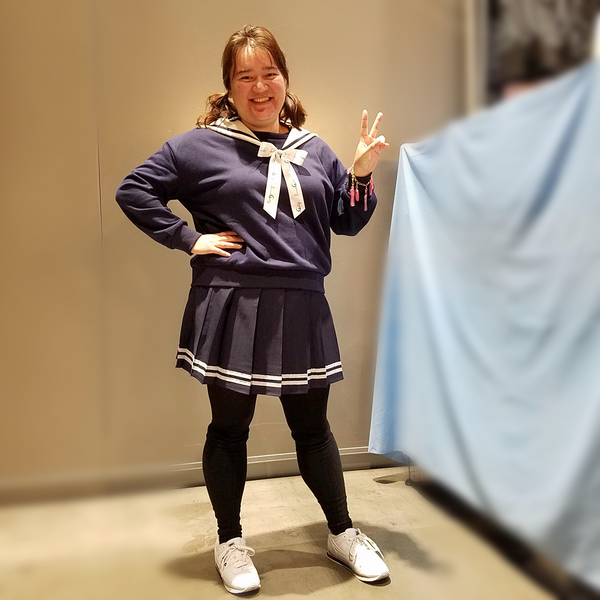 "Doki Doki" Heart Sailor Collar Sweatshirt - Navy