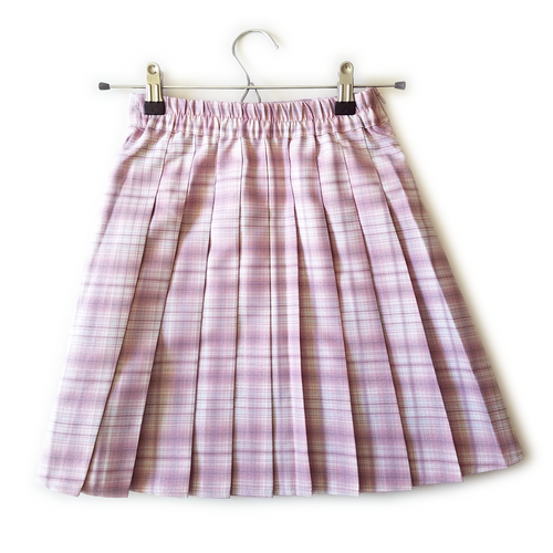 "Misty Pink" Pleated Plaid Mini-Skirt