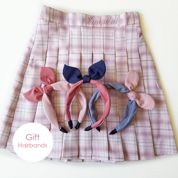 "Misty Pink" Pleated Plaid Mini-Skirt