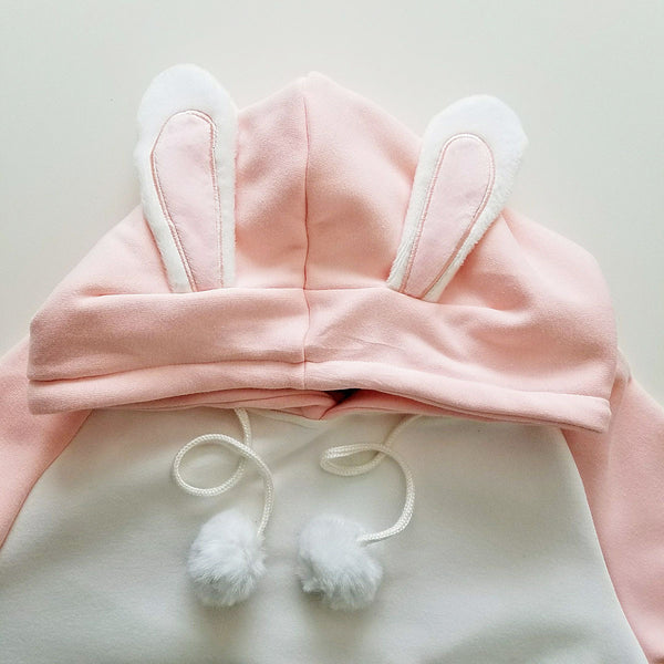 Rosy Rabbit Plush Hoodie with Bunny Ears
