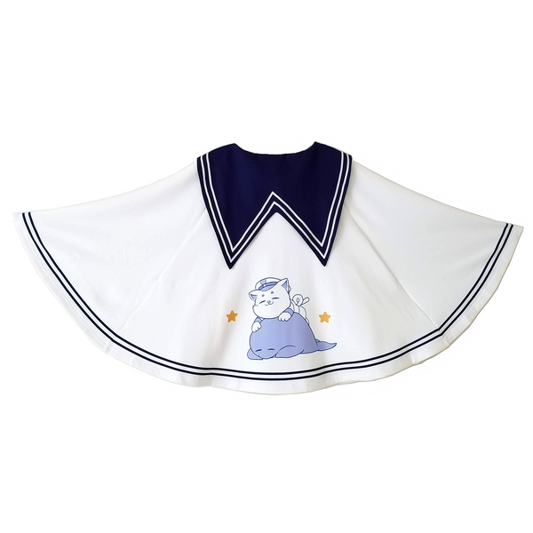 "Let's Sail" Cats Cape with Sailor Collar | Captain and Crew Print