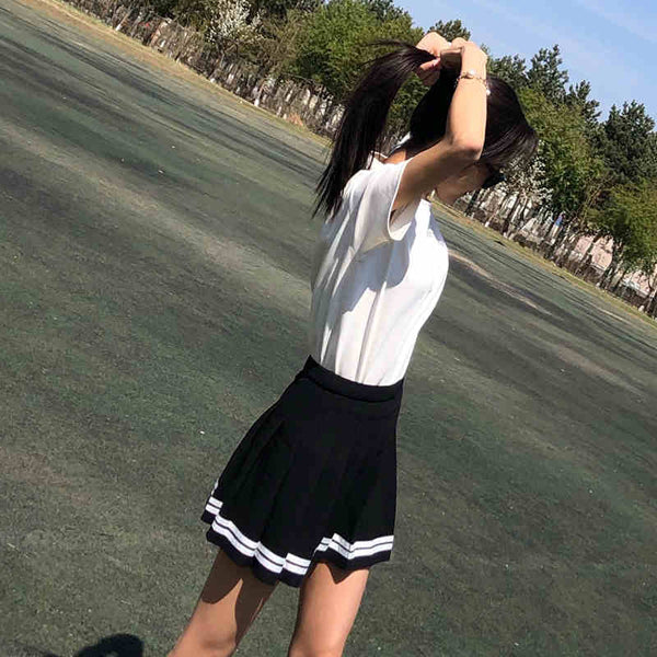 Sailor Pleated Mini-Skirt in Black