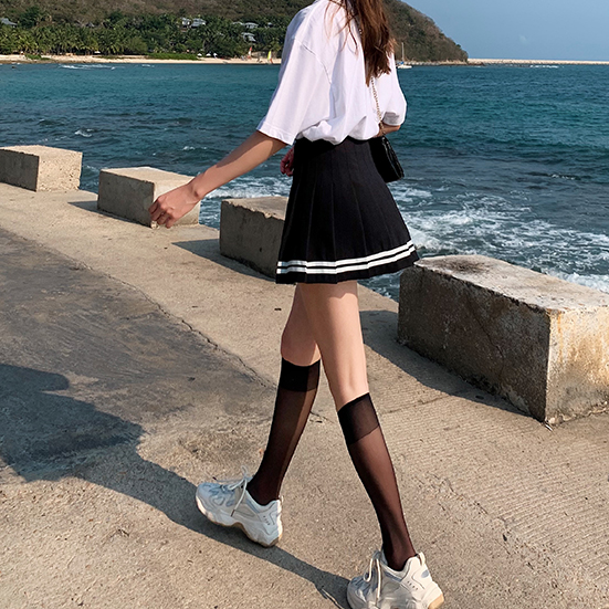 Sailor Pleated Mini-Skirt in Black