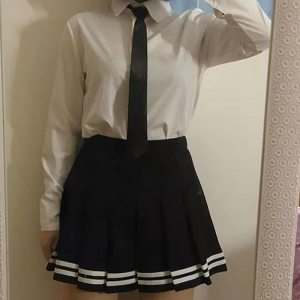 Sailor Pleated Mini-Skirt in Black