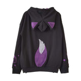 Unlock Your Heart Black and Purple Fox Plush Hoodie